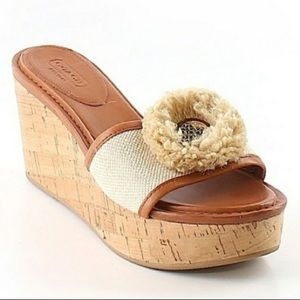 Like NEW Coach Jazmin Cork Wedge 3” Heels Size 9